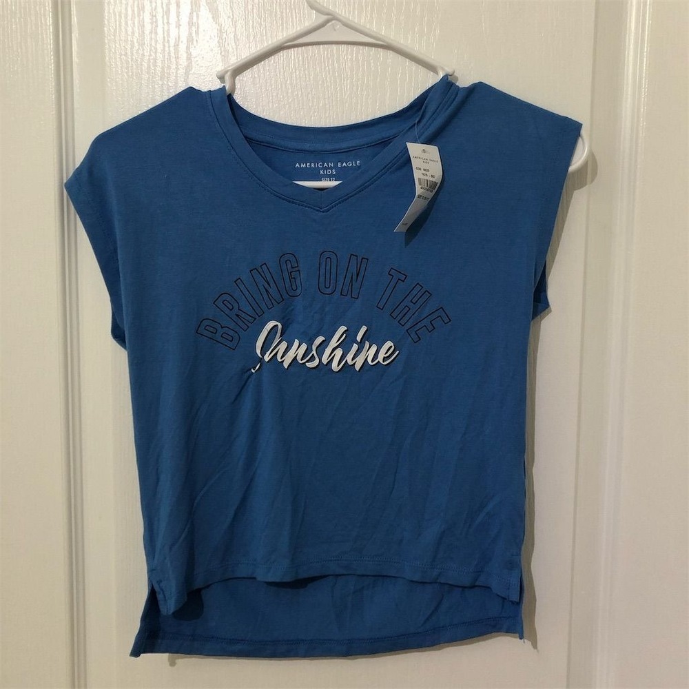 American Eagle Kids Blue Graphic T-Shirt "Bring On The Sunshine" Size 12 NWT